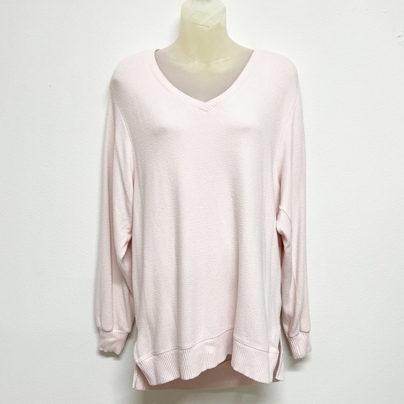 Saturday Sunday Anthropologie Womens Pink Long Sleeve Hacci V Neck Sweater - Picture 2 of 8